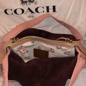 Large leather coach purse with smaller purse inside